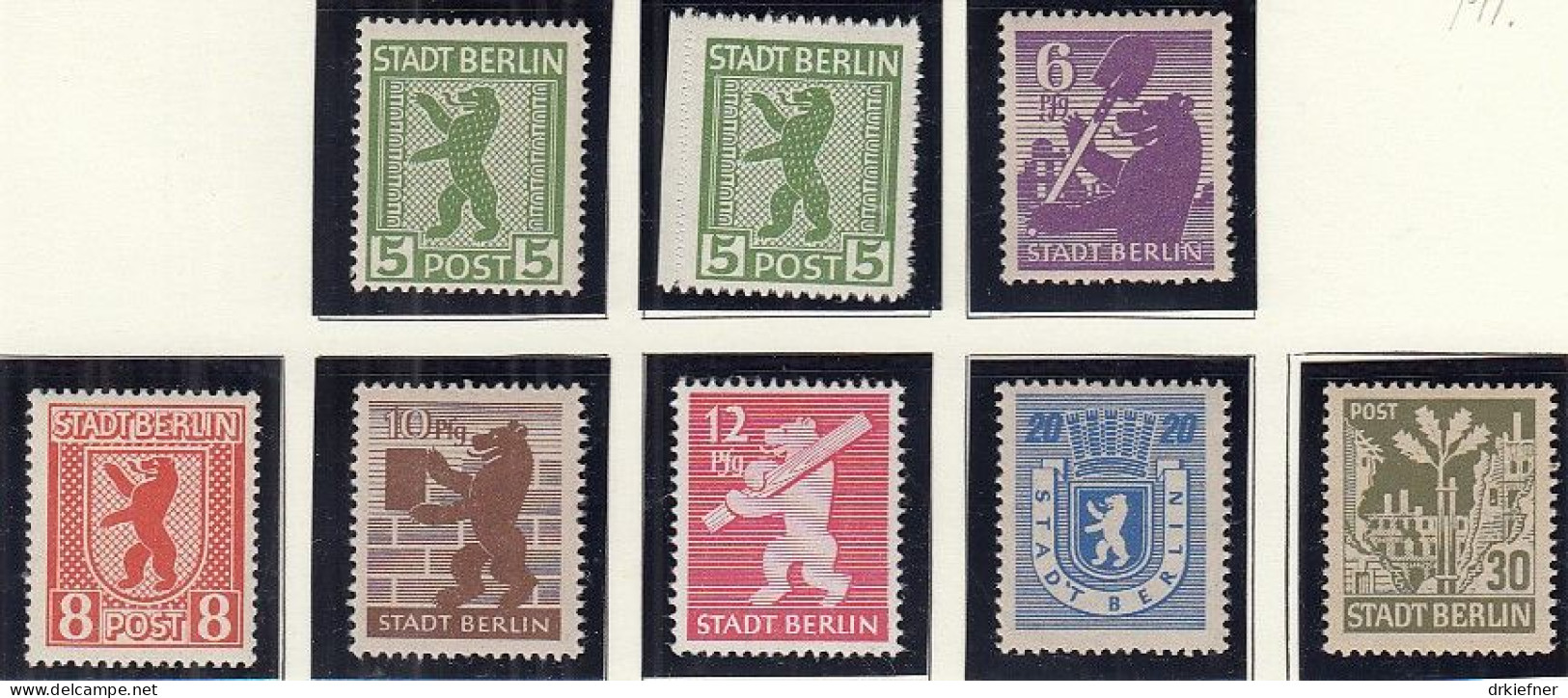 SBZ  1-7 A, 1 AB, Mit 6 A PF IV, Postfrisch **, Berliner Bär, 1945 - Mint