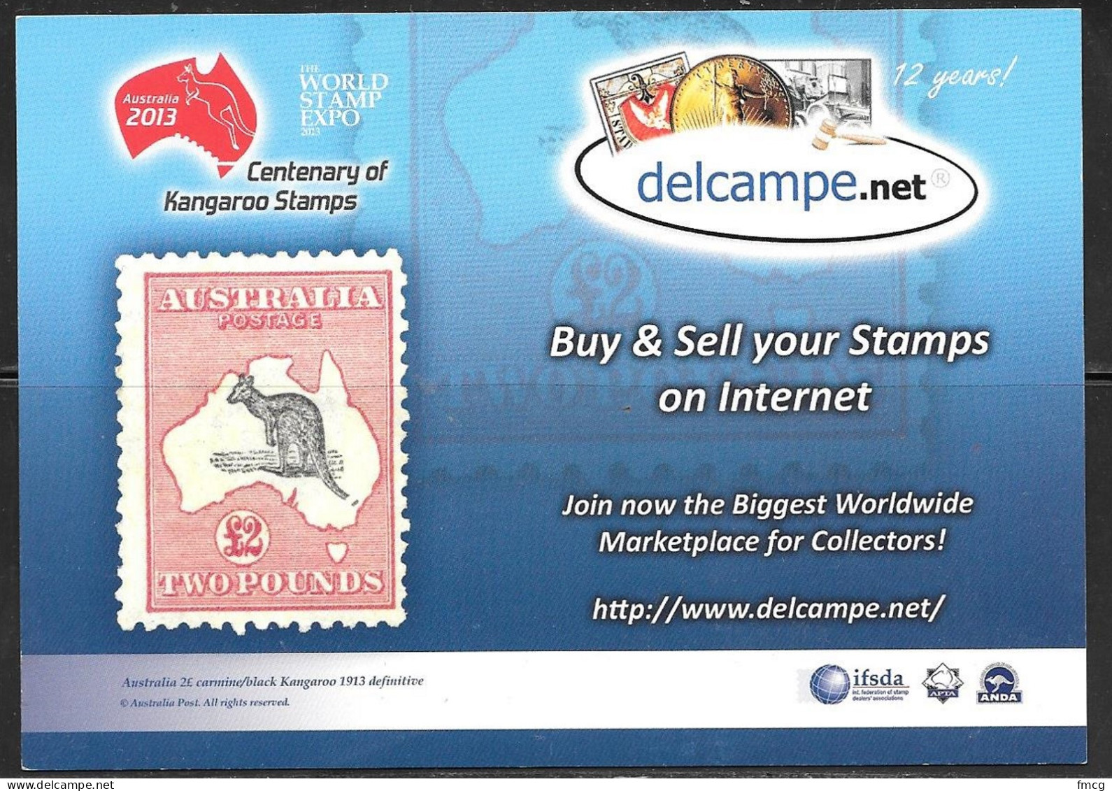2013 Delcampe Melbourne Australia Stamp Show, Unused - Sellos (representaciones)