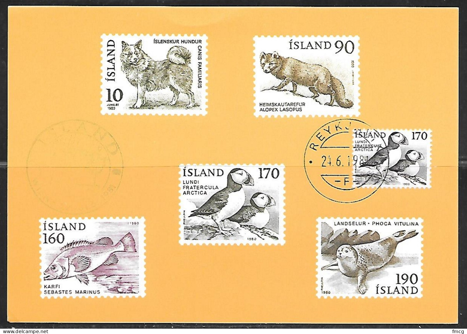 Iceland Animal Stamps With Cancel On Stamp 1981 - Timbres (représentations)