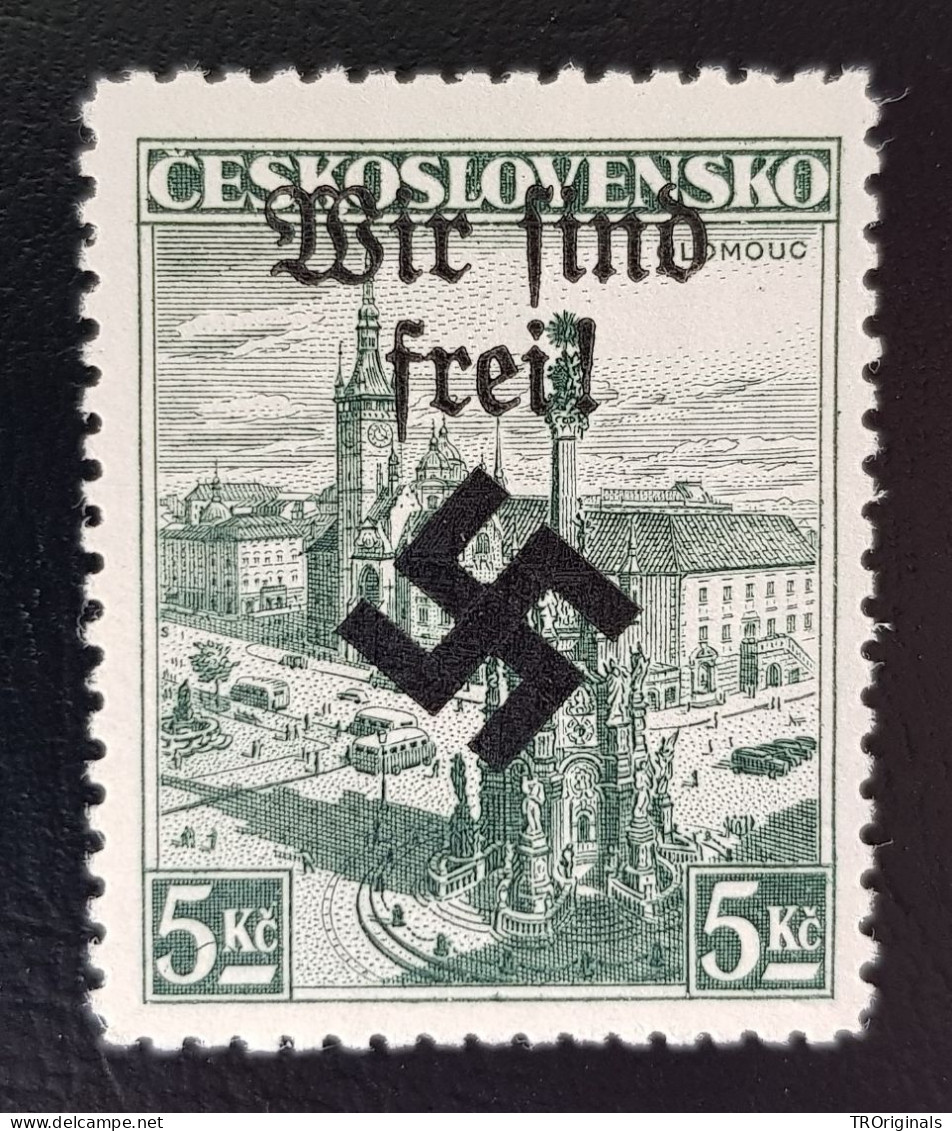 GERMANY THIRD 3RD REICH MAHRISCH OSTRAU WIR SIND FREI OCCUPATION 5k SIGNED 1939 MNH - Occupation 1938-45