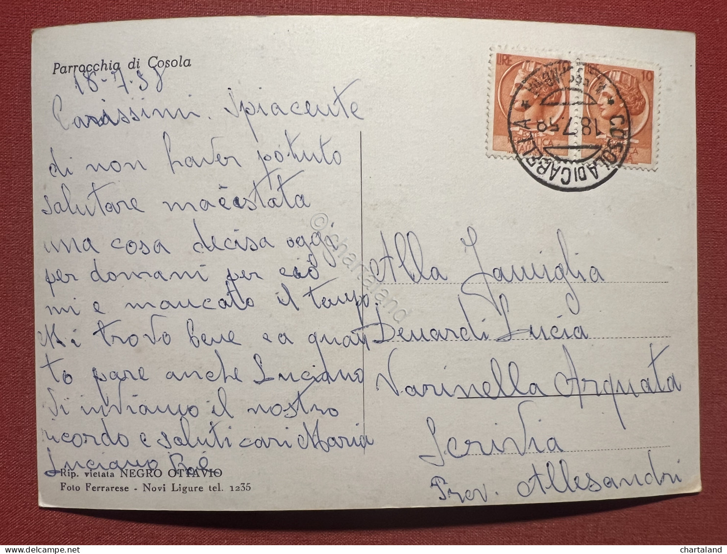 Cartolina - Parrocchia Di Cosola ( Alessandria ) - Panorama - 1958 - Alessandria