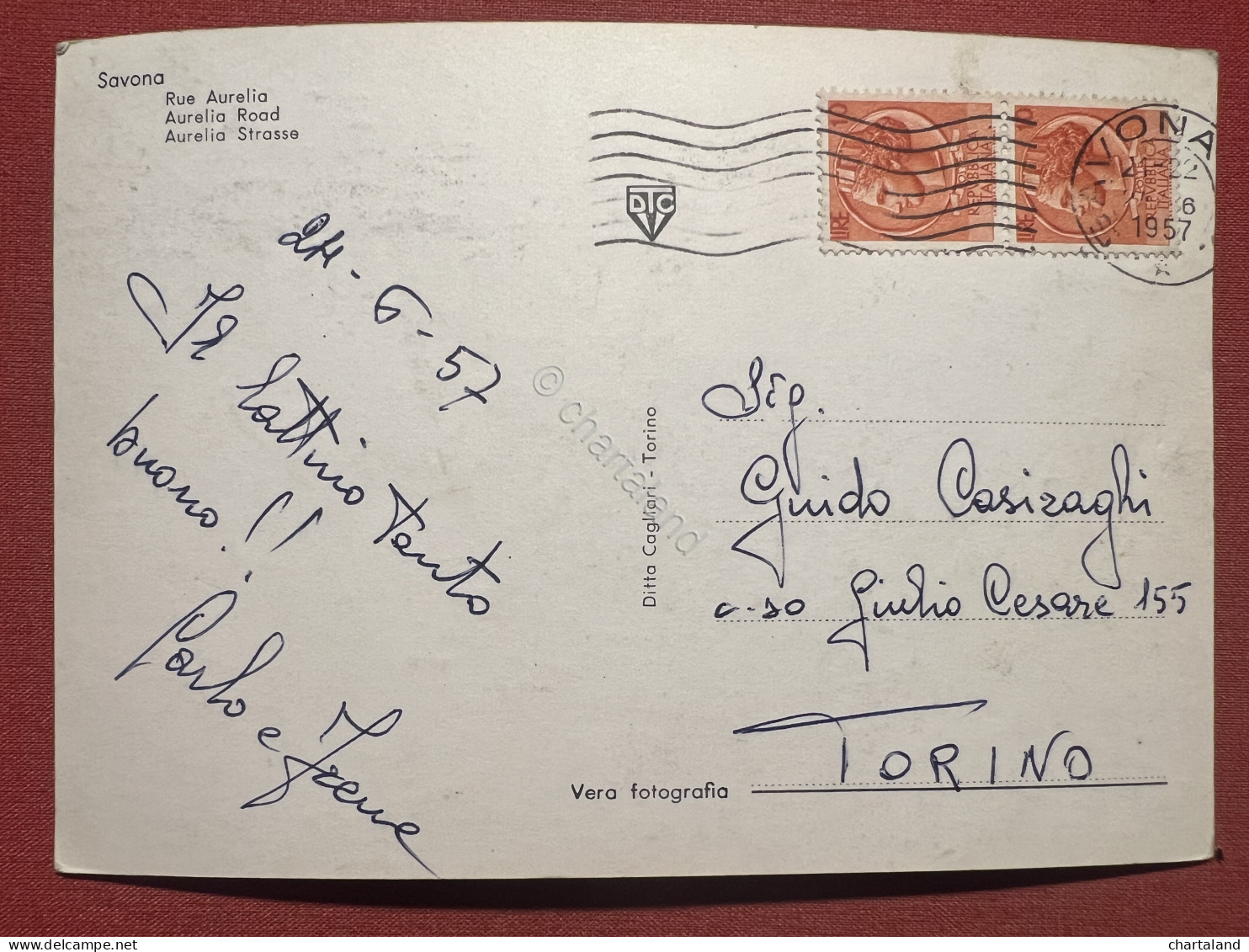 Cartolina - Savona - Via Aurelia - 1957 - Savona