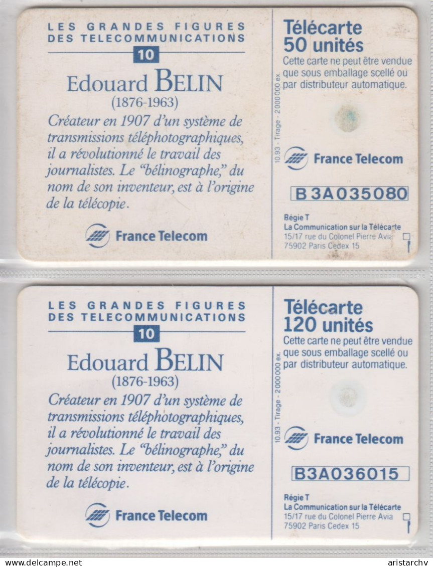 FRANCE 1993 EDOUARD BELIN INVENTOR 2 DIFFERENT CARDS - 1993