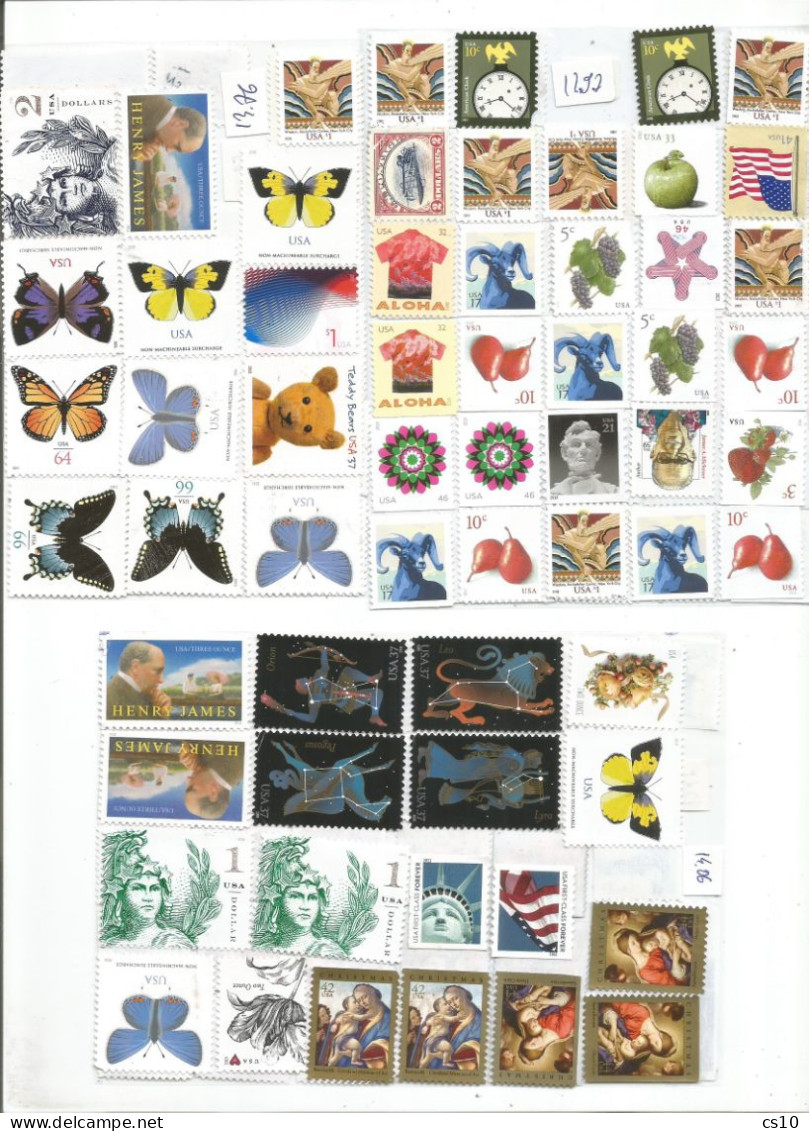 USA UNFRANKED STAMPS X POSTAGE LOT MAINLY HVs UP TO 16.25$ UNDER FACE VALUE TOTAL 334++ USD - Collections