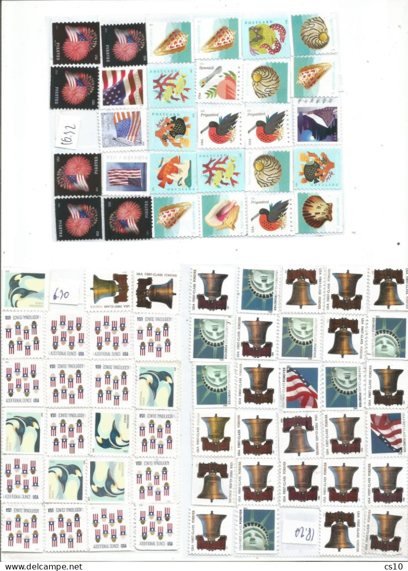 USA UNFRANKED STAMPS X POSTAGE LOT MAINLY HVs UP TO 16.25$ UNDER FACE VALUE TOTAL 334++ USD