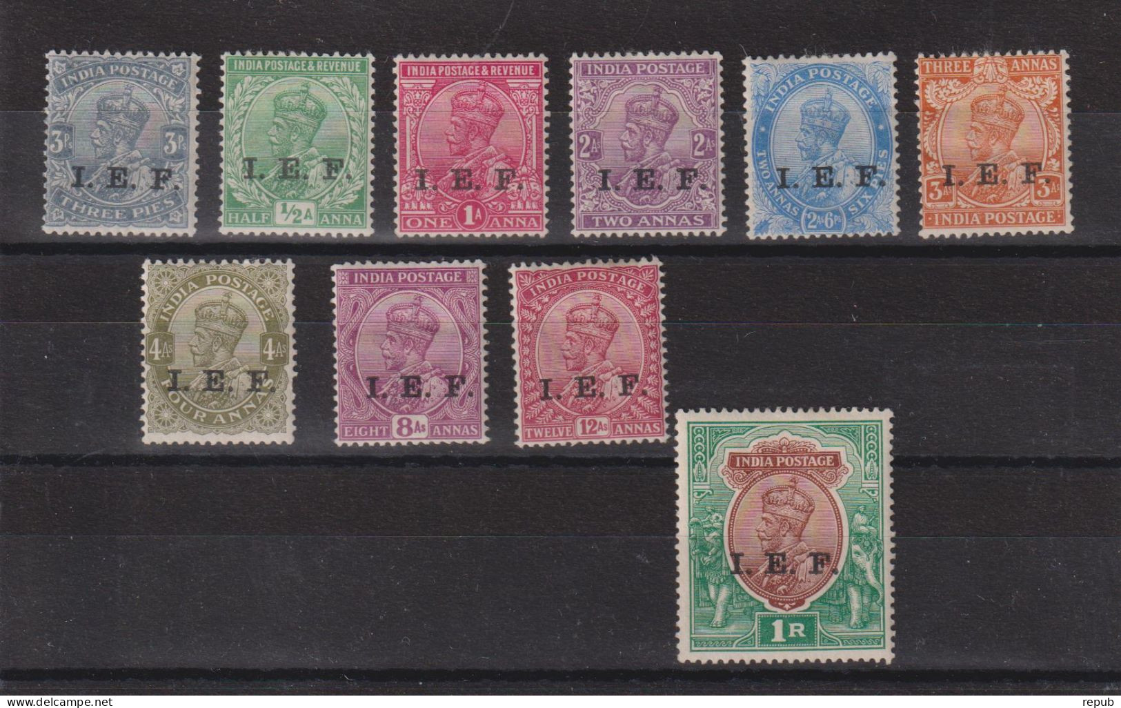 Inde Anglaise 1914 Série Surchargée IEF 98-107, 10 Val * Charnière MH - 1911-35 King George V