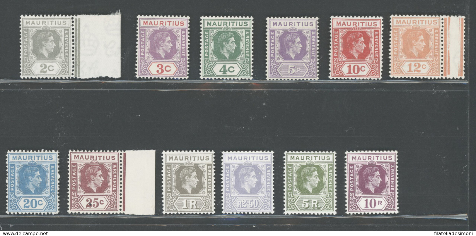 1938-49 MAURITIUS, Stanley Gibbons N. 252/63a, 12 Valori - Serie Completa - MNH** - Sonstige & Ohne Zuordnung