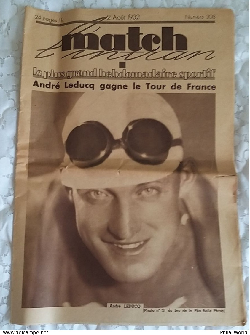 MATCH L' Intran 1932 Journal Hebdomadaire Sportif N° 308 Tour De France LEDUCQ Coupe DAVIS à Roland Garros BOROTRA - Hiver 1992: Albertville