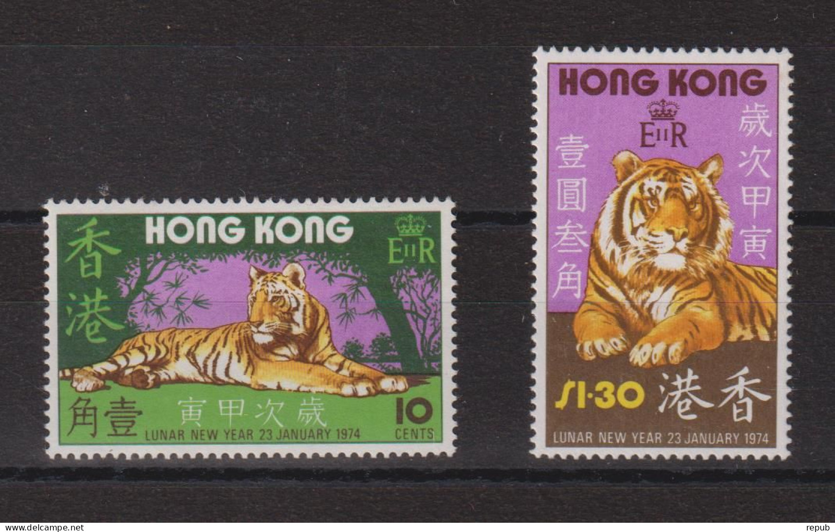 Hong Kong 1974 Année Du Tigre 285-86, 2 Val ** MNH - Unused Stamps