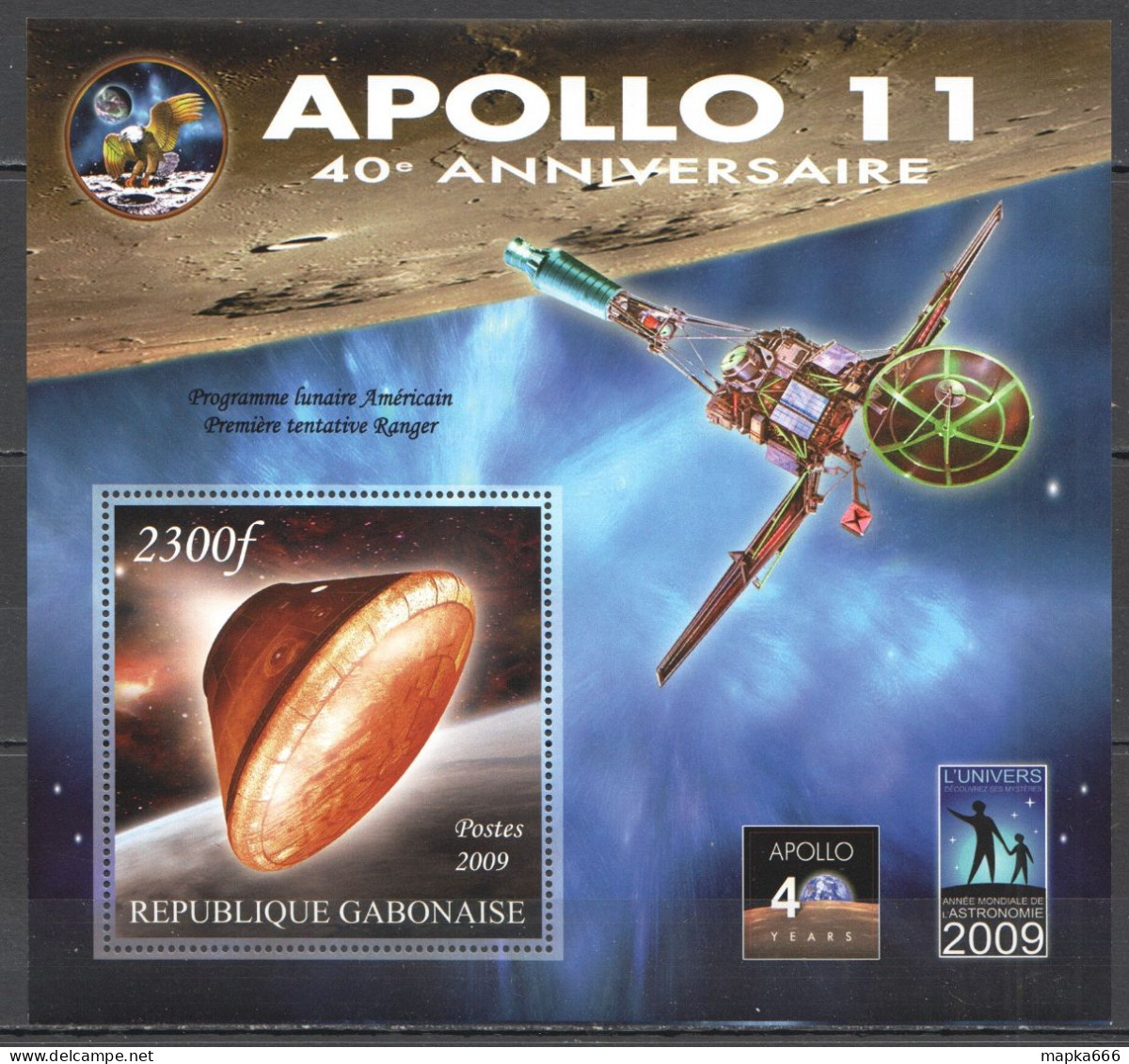 Vk033 2009 Space Apollo 11 40Th Anniversary Year Of Astronomy Ranger Program Mnh - Other & Unclassified