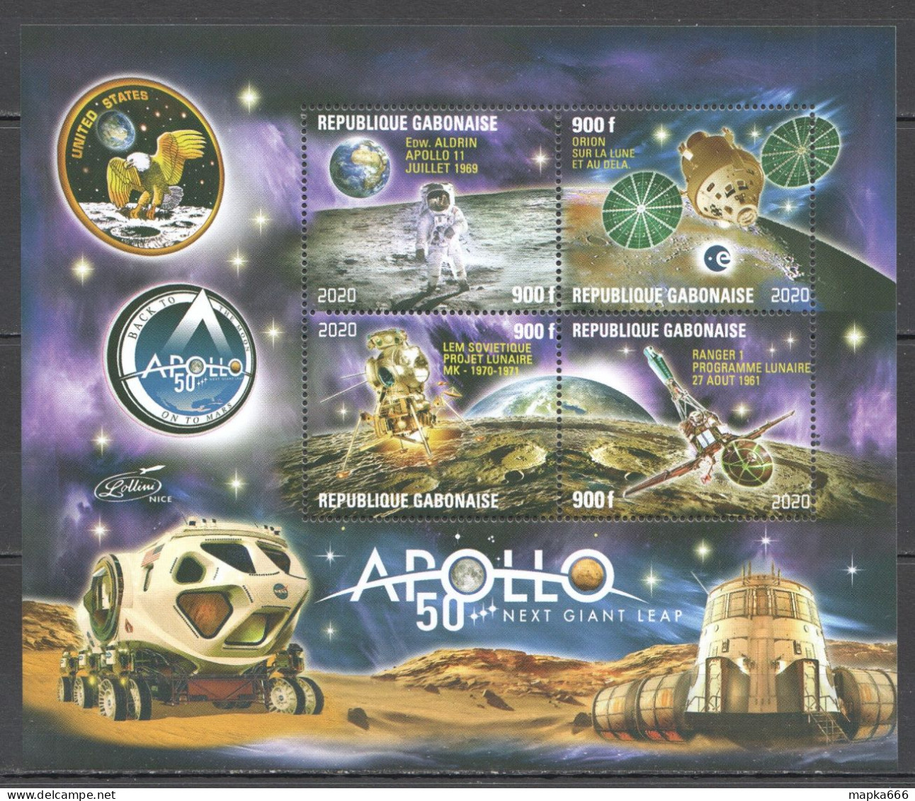 Vk030 2020 Space Apollo Next Giant Leap Apollo 11 Ranger 1 United States Kb Mnh - Other & Unclassified