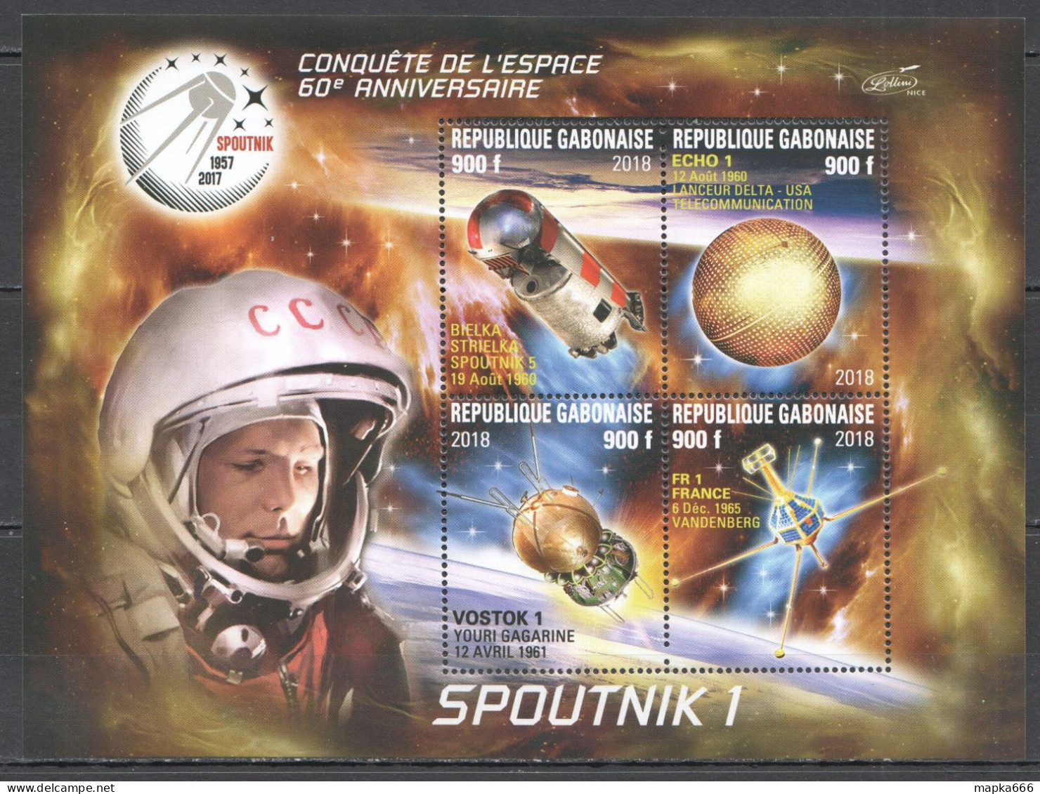Vk024 2018 Space Conquest Sputnik 1 Yuri Gagarin Vostok 1 Belka Strelka Kb Mnh - Otros & Sin Clasificación