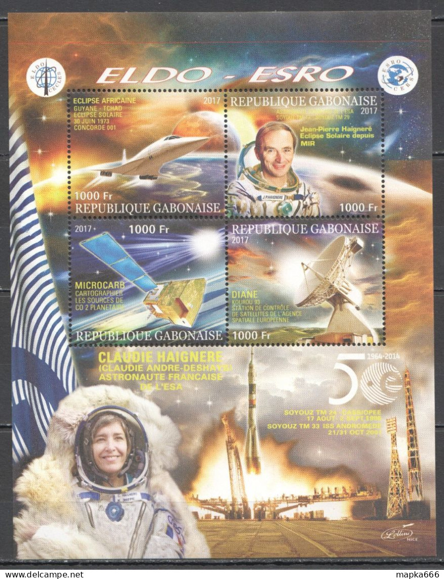 Vk015 2017 Space Eldo-Esro Eclipse Mir Microcarb Claudie Haignere Kb Mnh - Other & Unclassified