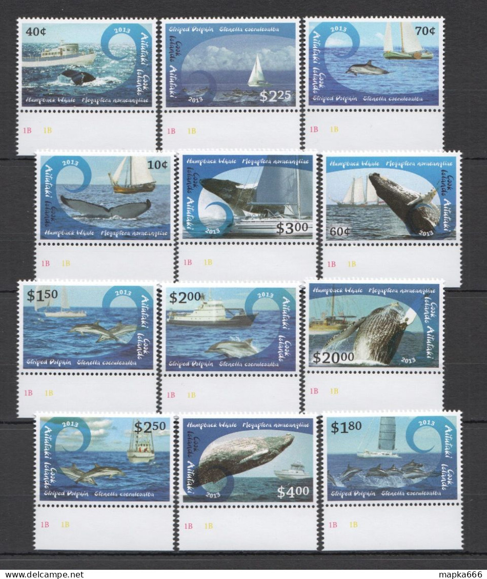 Ft234 2013 Aitutaki Whales & Dolphins Ships Fauna #877-88 Michel 70 Euro Set Mnh - Maritiem Leven