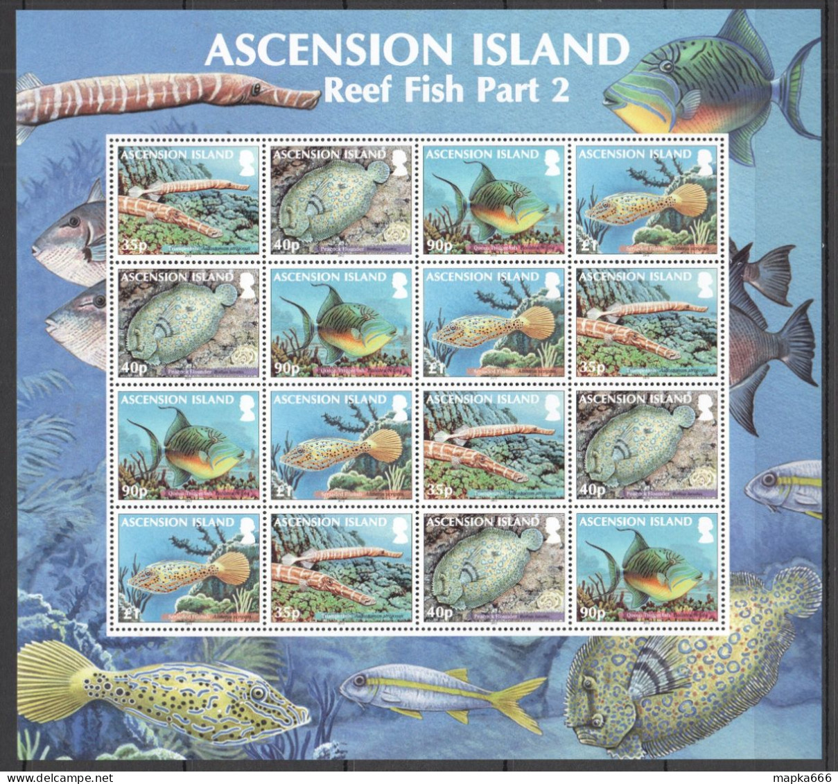 Ft221 2012 Ascension Island Reef Fish 2 Marine Life #1170-3 Michel 40 Euro Mnh - Vie Marine