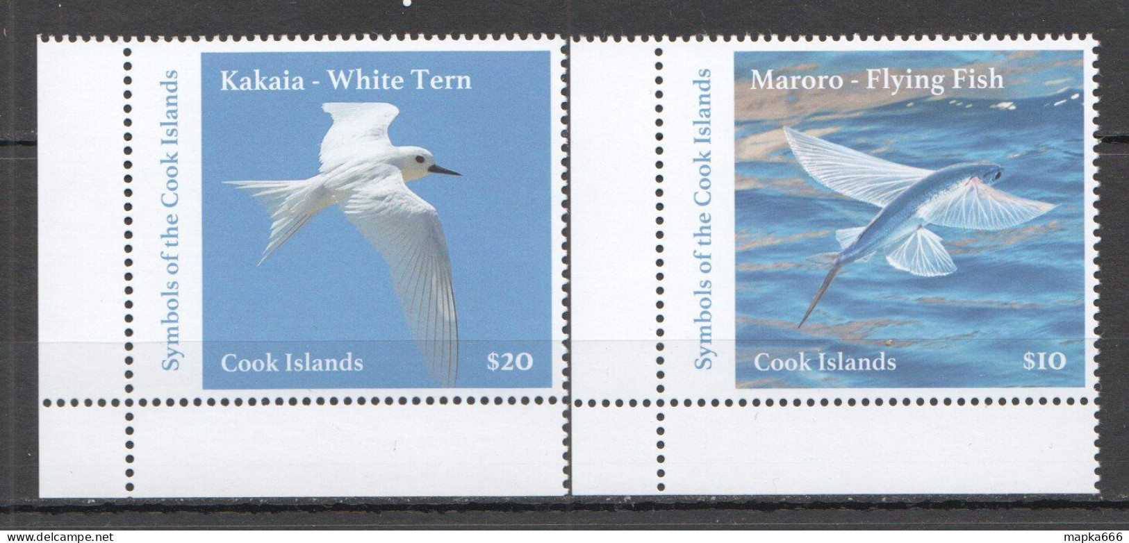 Ft211 2023 Cook Islands Symbols Birds Kakaia White Tern Maroro Flying Fish Mnh - Autres & Non Classés