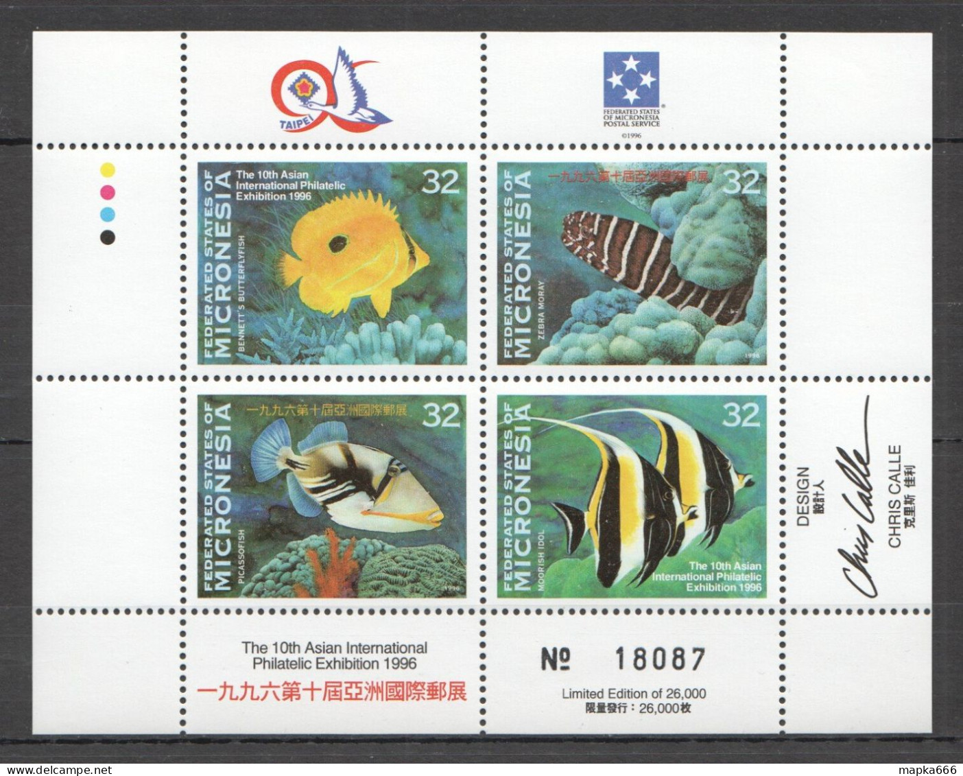 Ft202 1996 Micronesia Fishes Marine Life Fauna #522-25 Mnh - Mundo Aquatico