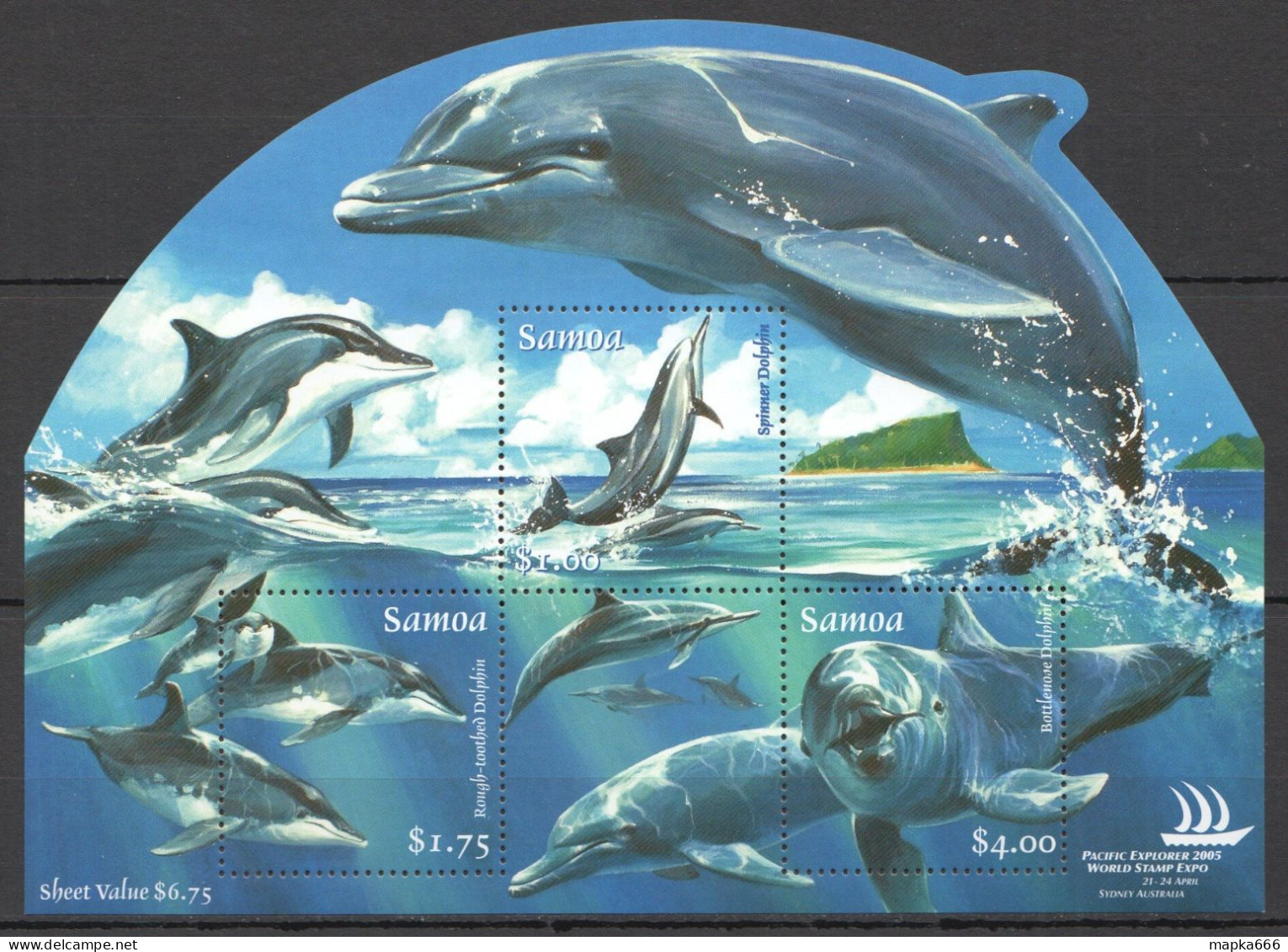 Ft201 2005 Samoa Dolphins Marine Life Expo Australia ! Shape #1009-11 Bl73 Mnh - Vie Marine