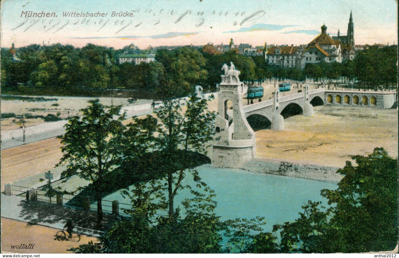 Superrar Litho München Zieher Karte Straßenbahn Wittelsbacher Brücke 13.12.1912 - Muenchen