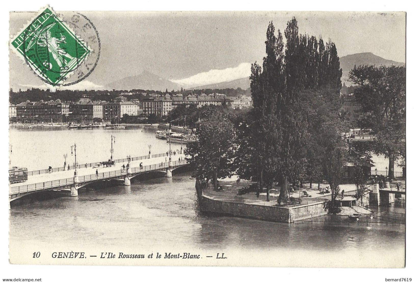 Suisse - Geneve - L'ile Rousseau Et Le Mont Blanc - Genève