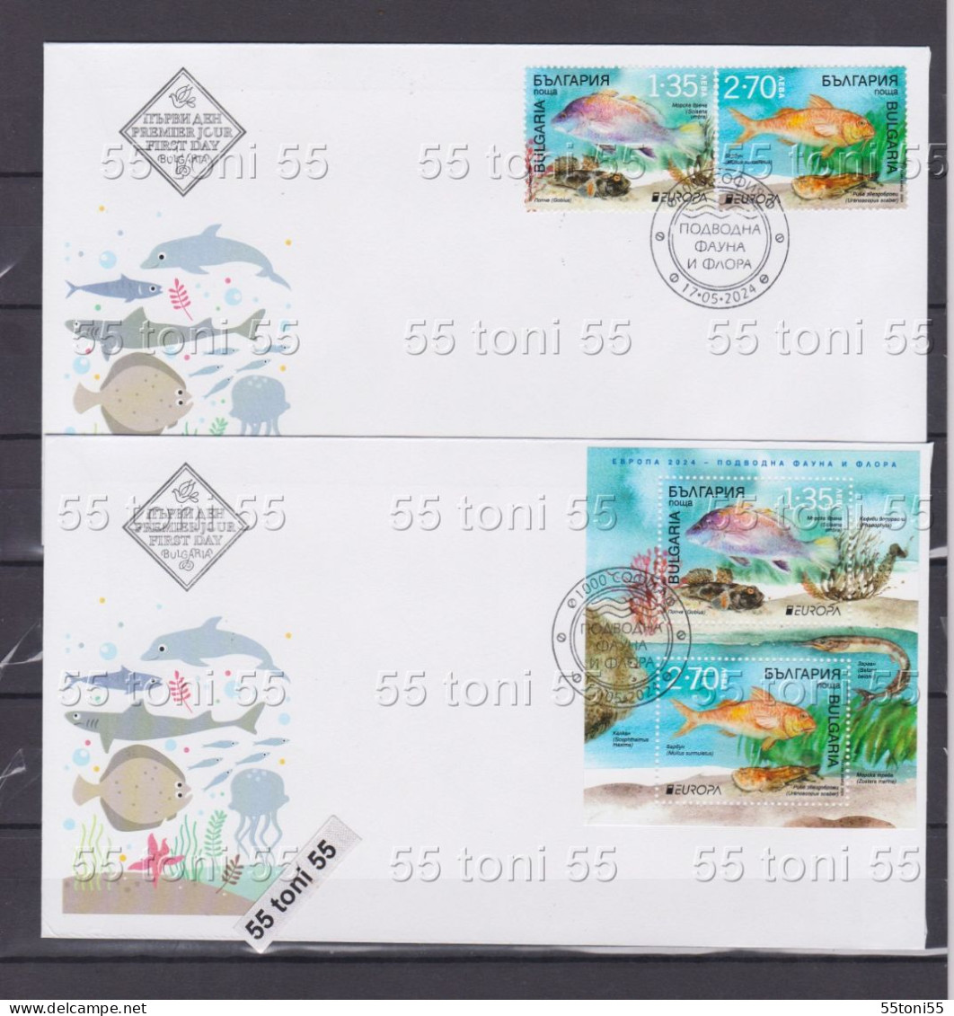 2024 Europe - Underwater Fauna And Flora (Fishes) 2 - FDC  Bulgaria / Bulgarie - Fische