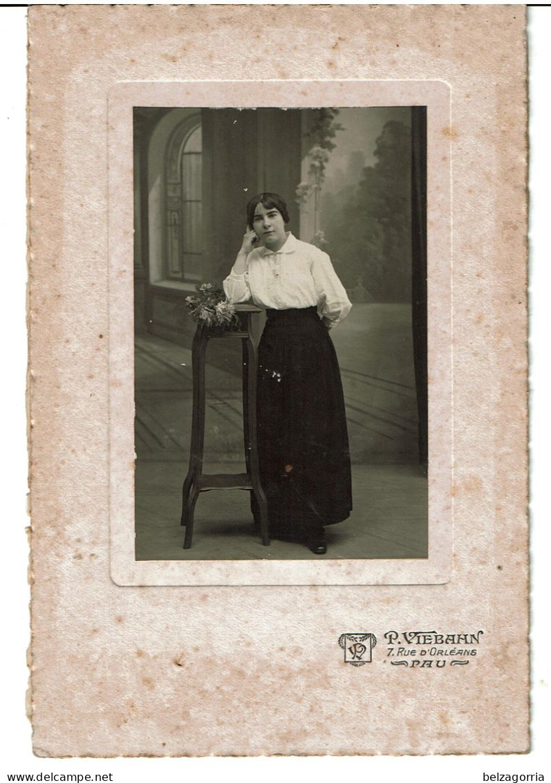 PAU  ( 64 ) - PHOTOGRAPHIE C D V  De  P. VIEBAHN à Pau - Portrait Jeune Femme Fin 19ème Début 20ème -  VOIR SCANS - Alte (vor 1900)