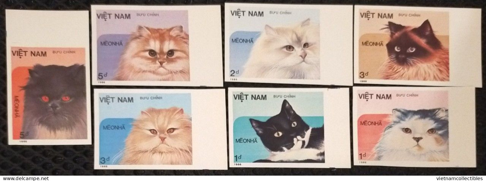 Viet Nam Vietnam MNH Imperf Stamps 1986 : Cat / Cats - Scott#1641-1647, CV$11 (Ms493) - Viêt-Nam