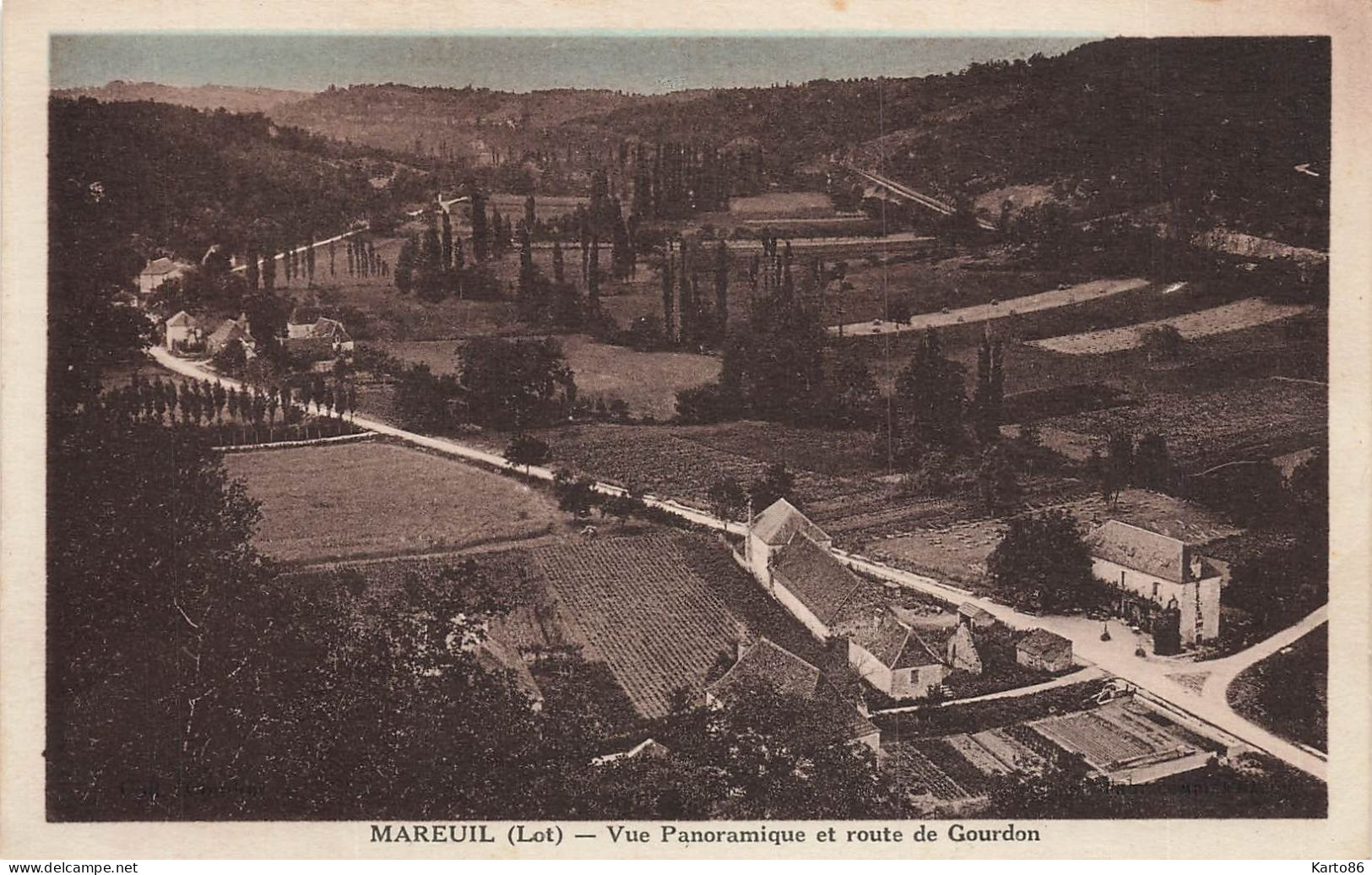 Mareuil * Vue Panoramique Du Village Et Route De Gourdon - Other & Unclassified