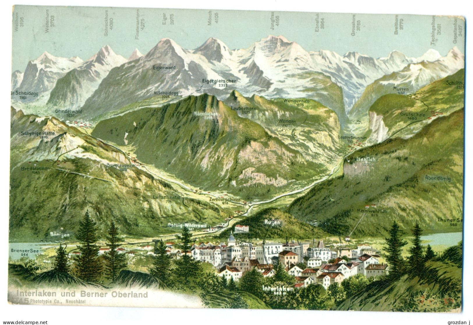 VERY RARE OLD LITHO, Interlaken Und Berner Oberland, Switzerland - Interlaken