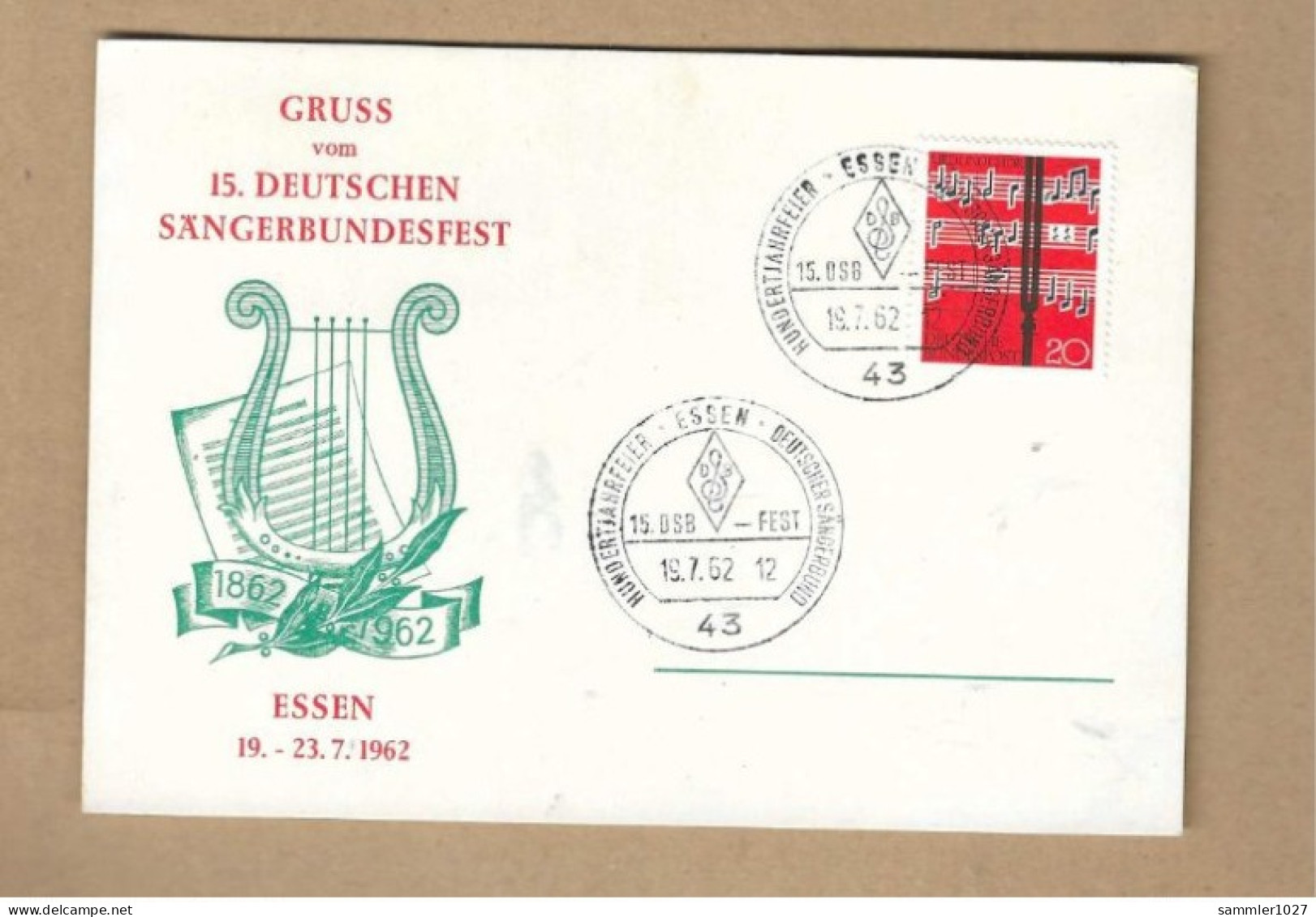 Los Vom 17.05 - Sammlerkarte Aus Essen 1962 - Covers & Documents