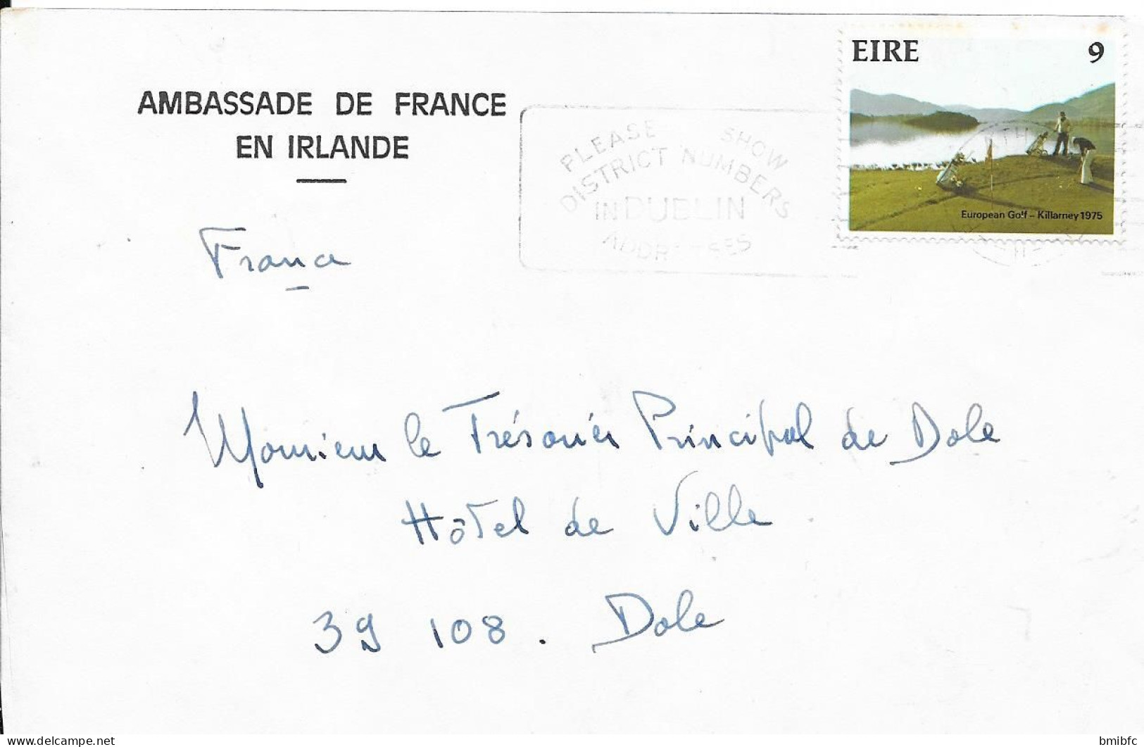 Sur Lettre Ambassade De France En Irlande - Briefe U. Dokumente