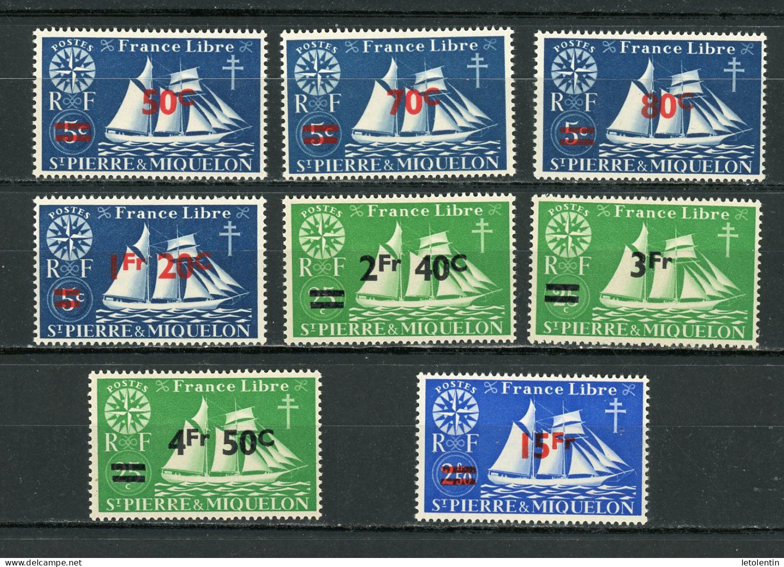 St PIERRE ET MIQUELON - VOILIERS - N° Yvert 315+316+317+318+319+320+321+322** - Unused Stamps