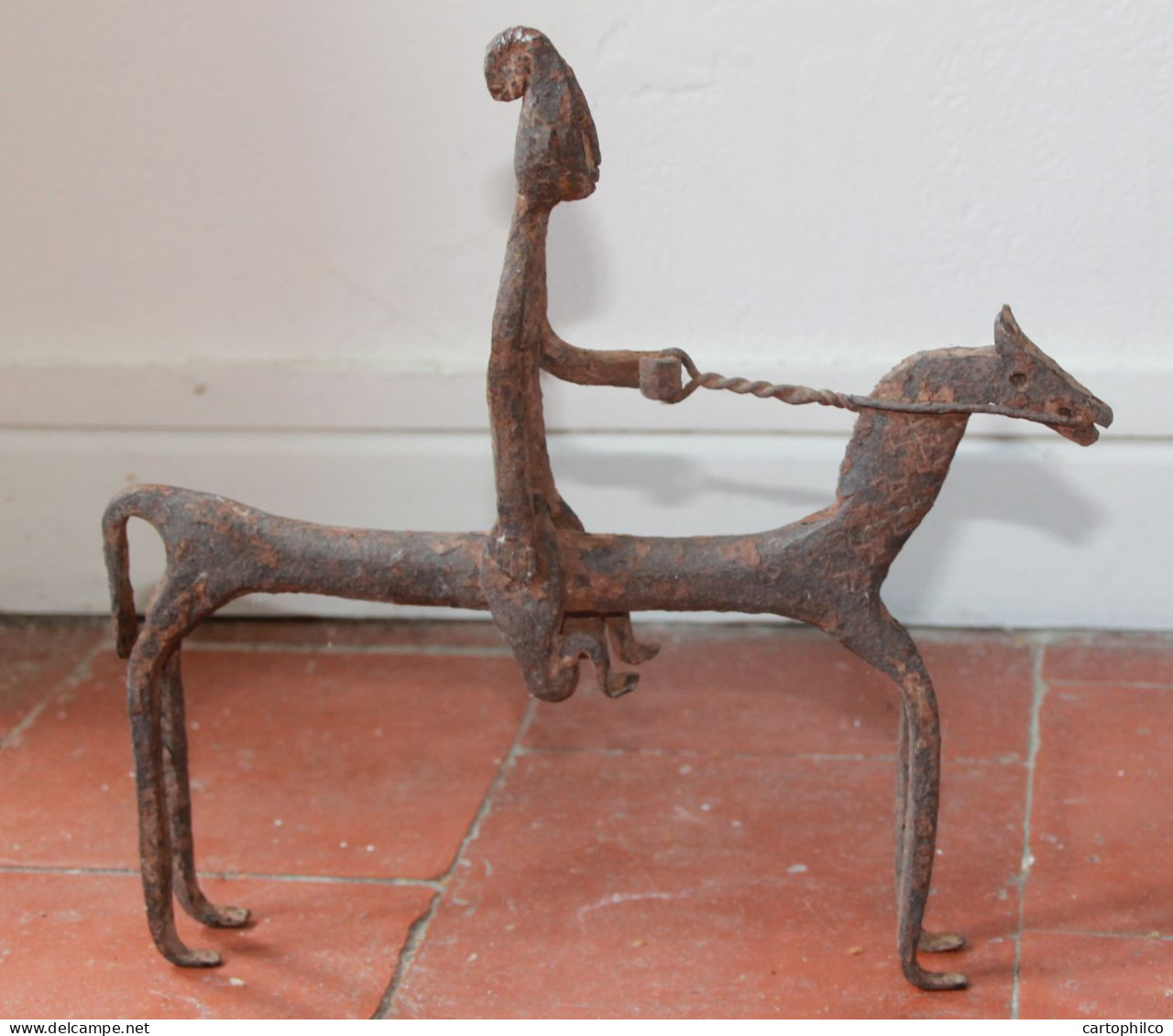 Art Africain Cavalier Fer Forg� Dogon Mali  24 Cm - Afrikanische Kunst