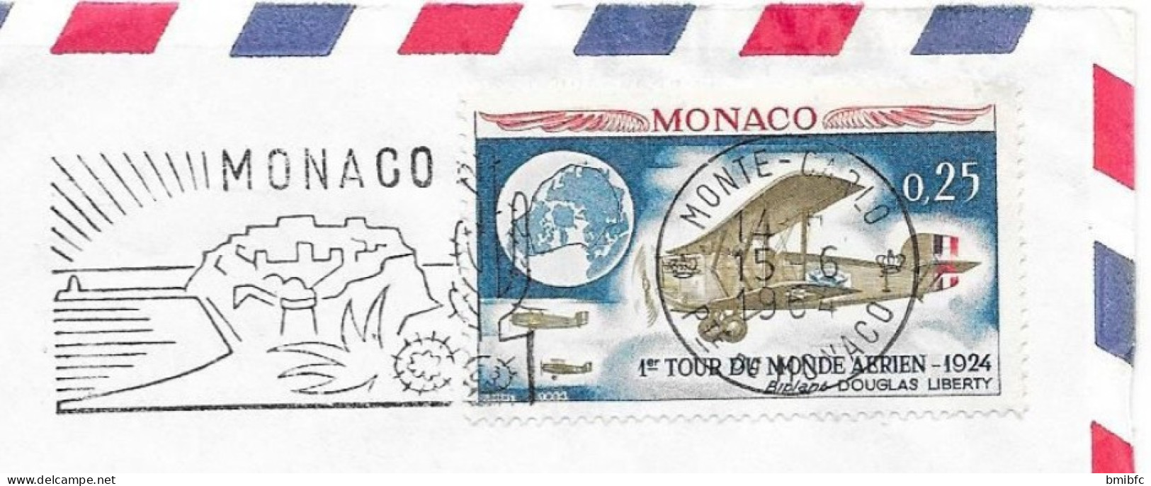 MONACO Sur Lettre 1964 (1er Tour Du Monde Aérien) - Briefe U. Dokumente
