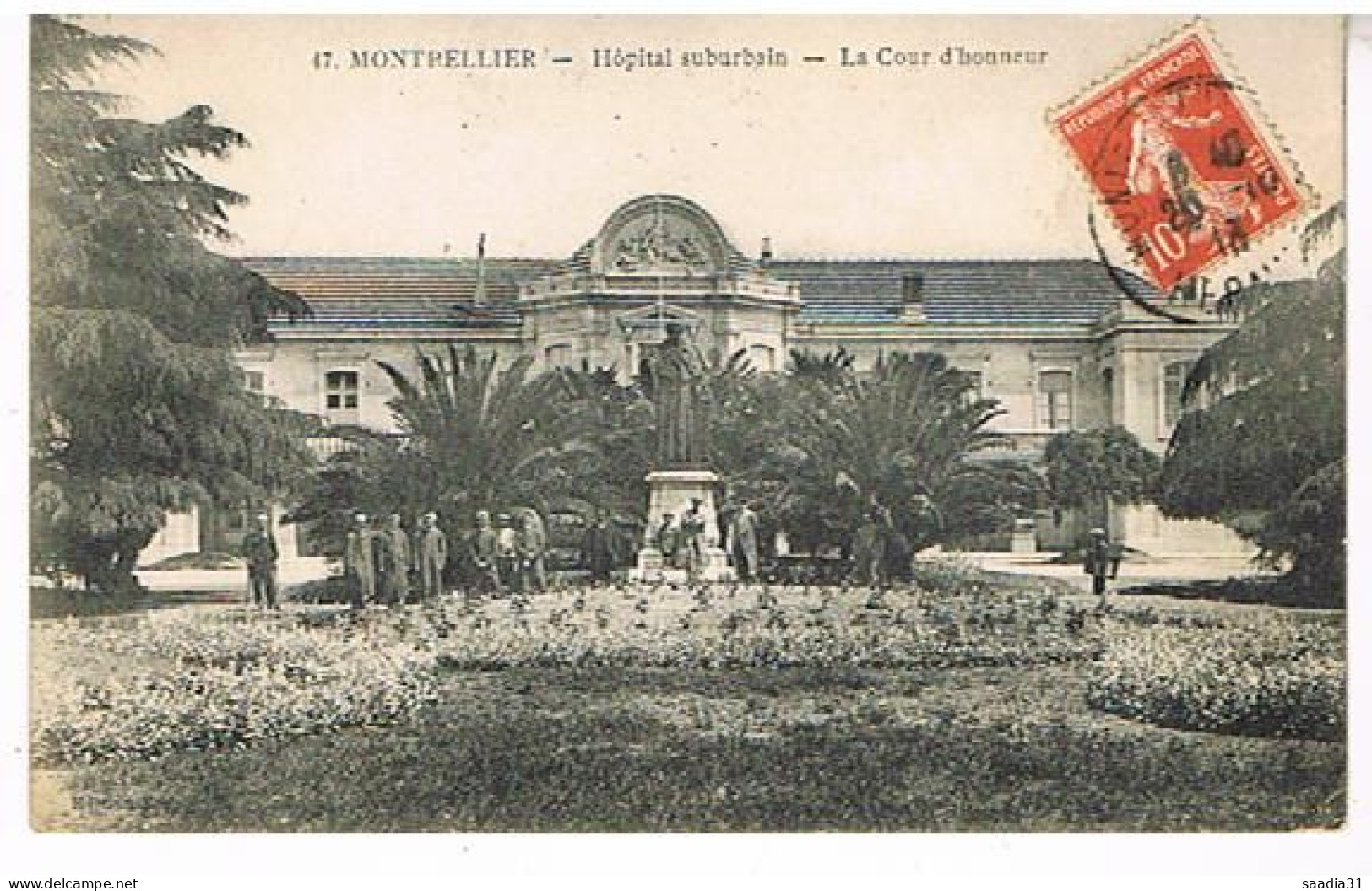 34  MONTPELLIER   HOPITAL SUBURBAINLA COUR D HONNEUR  1913 - Montpellier