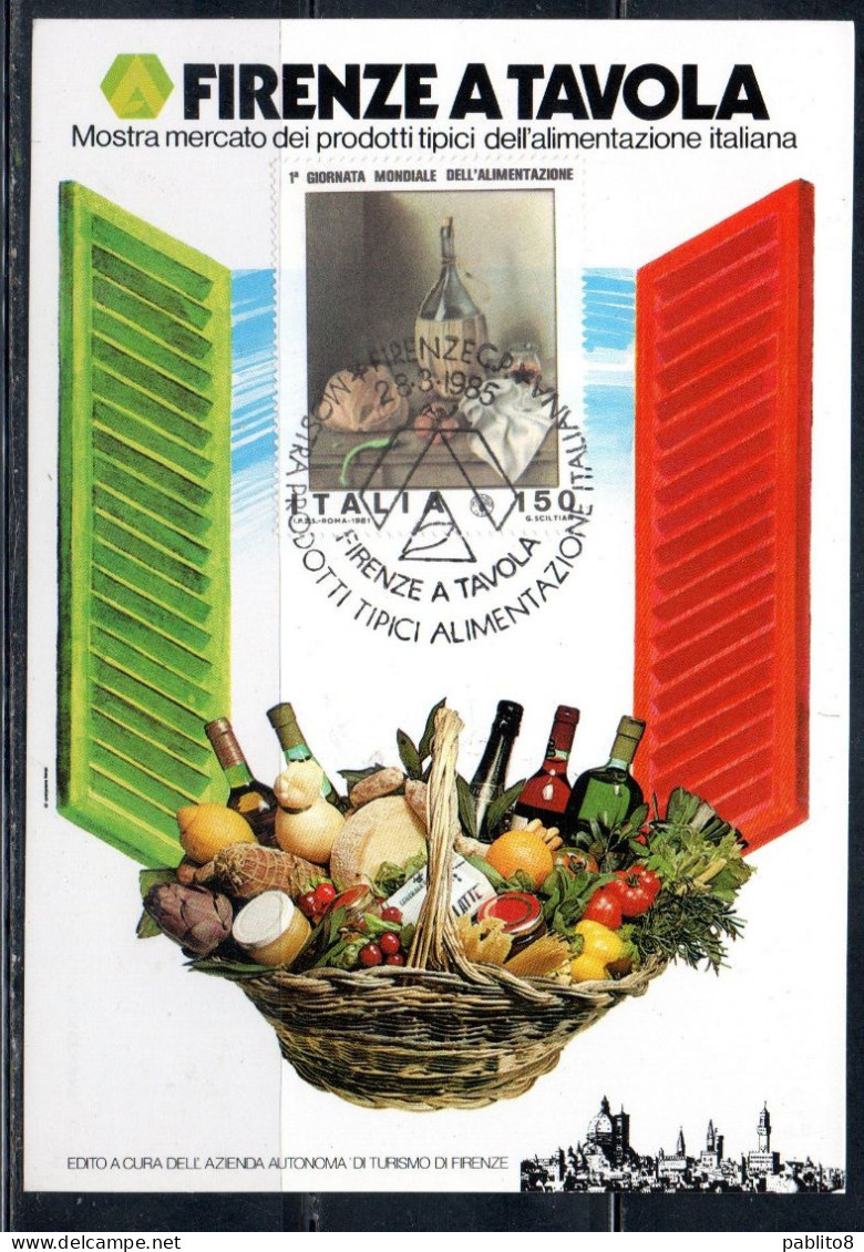 REPUBBLICA ITALY REPUBLIC 28 03 1985 FIRENZE A TAVOLA LIRE 150 CARTOLINA MAXI MAXIMUM CARD - Cartes-Maximum (CM)