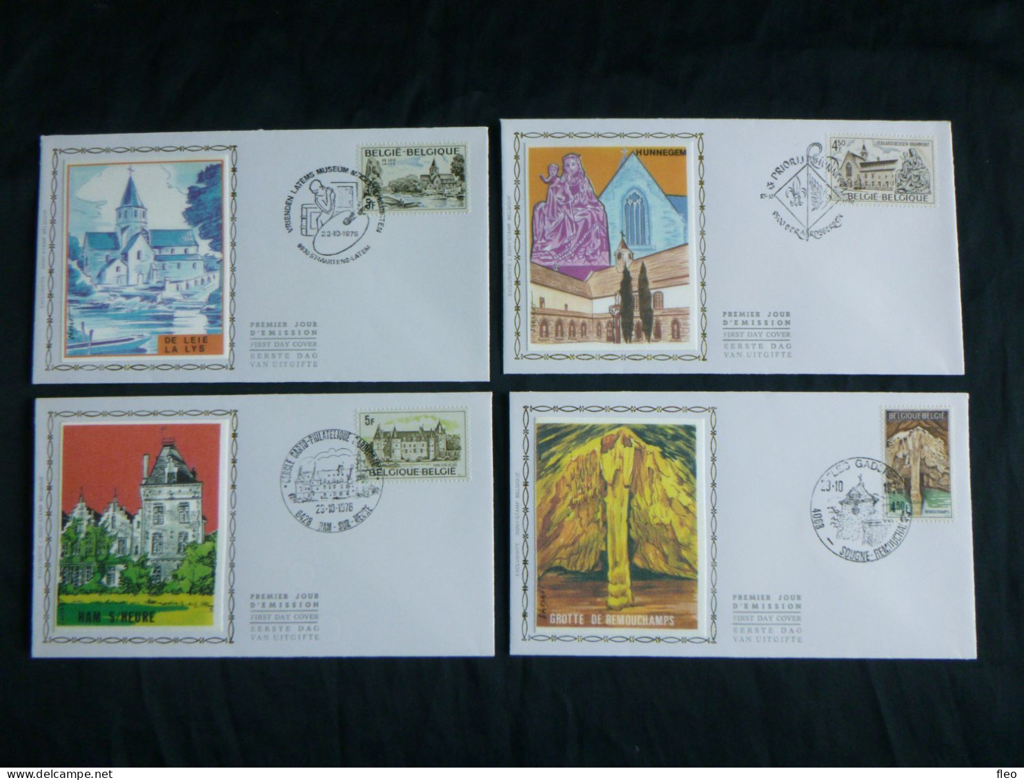 1976 1832 1833 1834 & 1835 FDC Zijde/soie :  "Toeristische Uitgifte- Emission Touristique" - 1971-1980