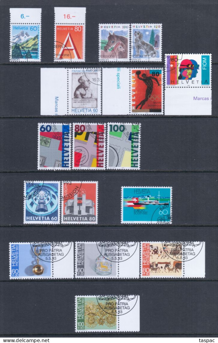 Switzerland 1993 Complete Year Set - Used (CTO) - 27 Stamps (please See Description) - Oblitérés