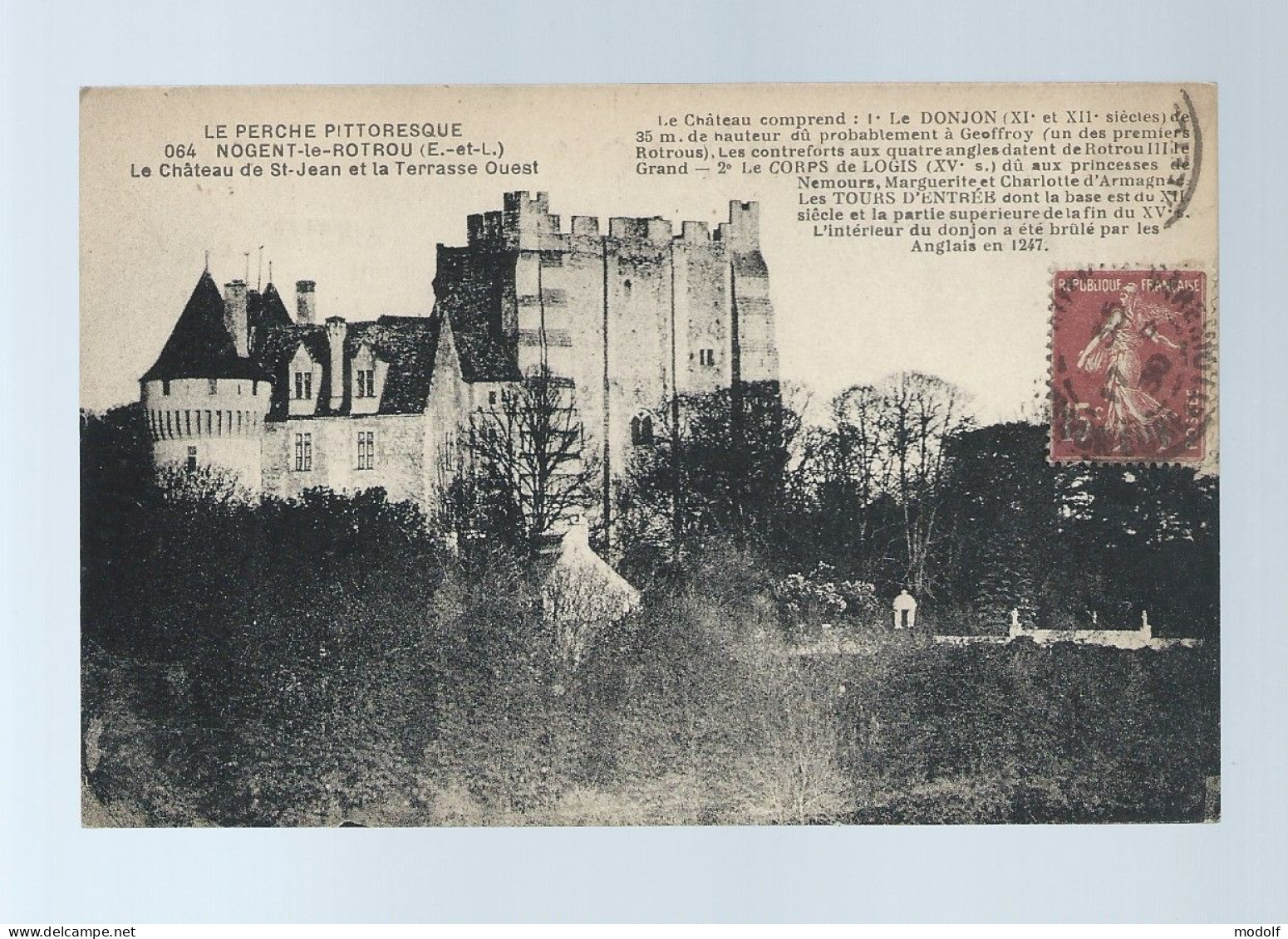 CPA - 28 - Nogent-le-Rotrou - Le Château De St-Jean Et La Terrasse Ouest - Circulée En 1930 - Nogent Le Rotrou