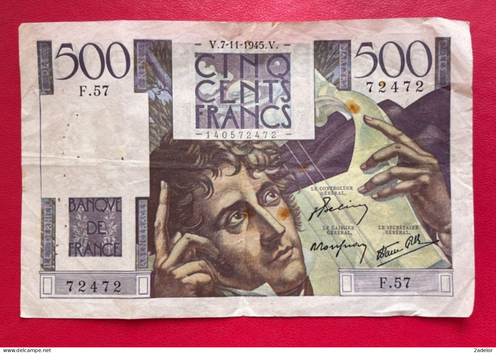 Beau Billet De 500 Francs CHATEAUBRIAND. V.7-11-1945.V. - 100 F 1908-1939 ''Luc Olivier Merson''