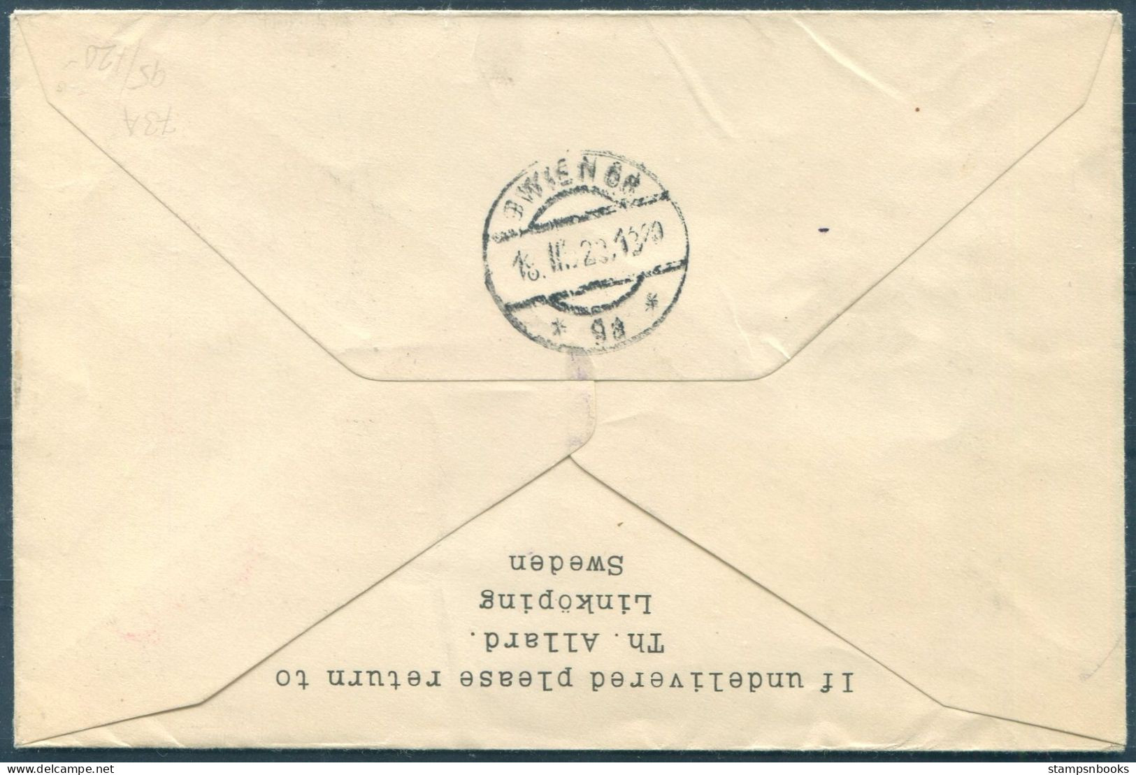 1929 Sweden Malmo - Wien Austria Icemail Airmail Luftpost Flight Cover - Briefe U. Dokumente