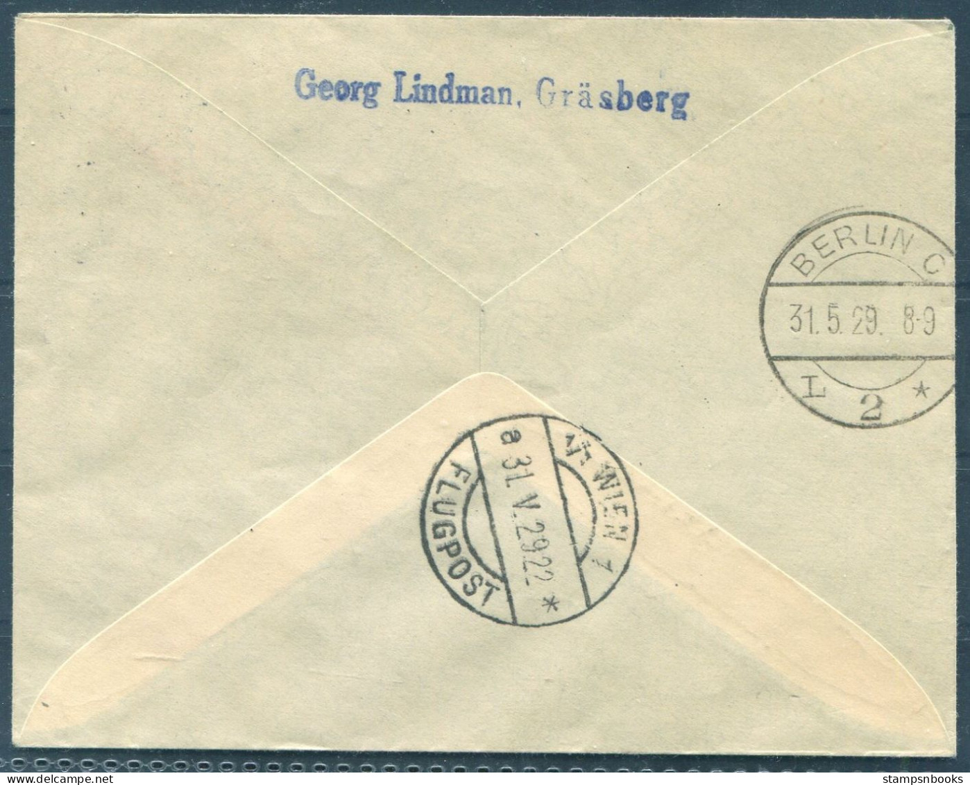 1929 Sweden Stockholm - Wien Austria Via Berlin Germany Airmail 1st Flight Cover. Stockholm / Amsterdam Night Flight - Cartas & Documentos