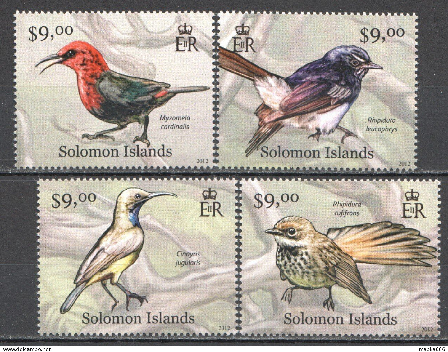 Wb363 2012 Solomon Islands Birds Fauna #1486-90 Set Mnh - Other & Unclassified