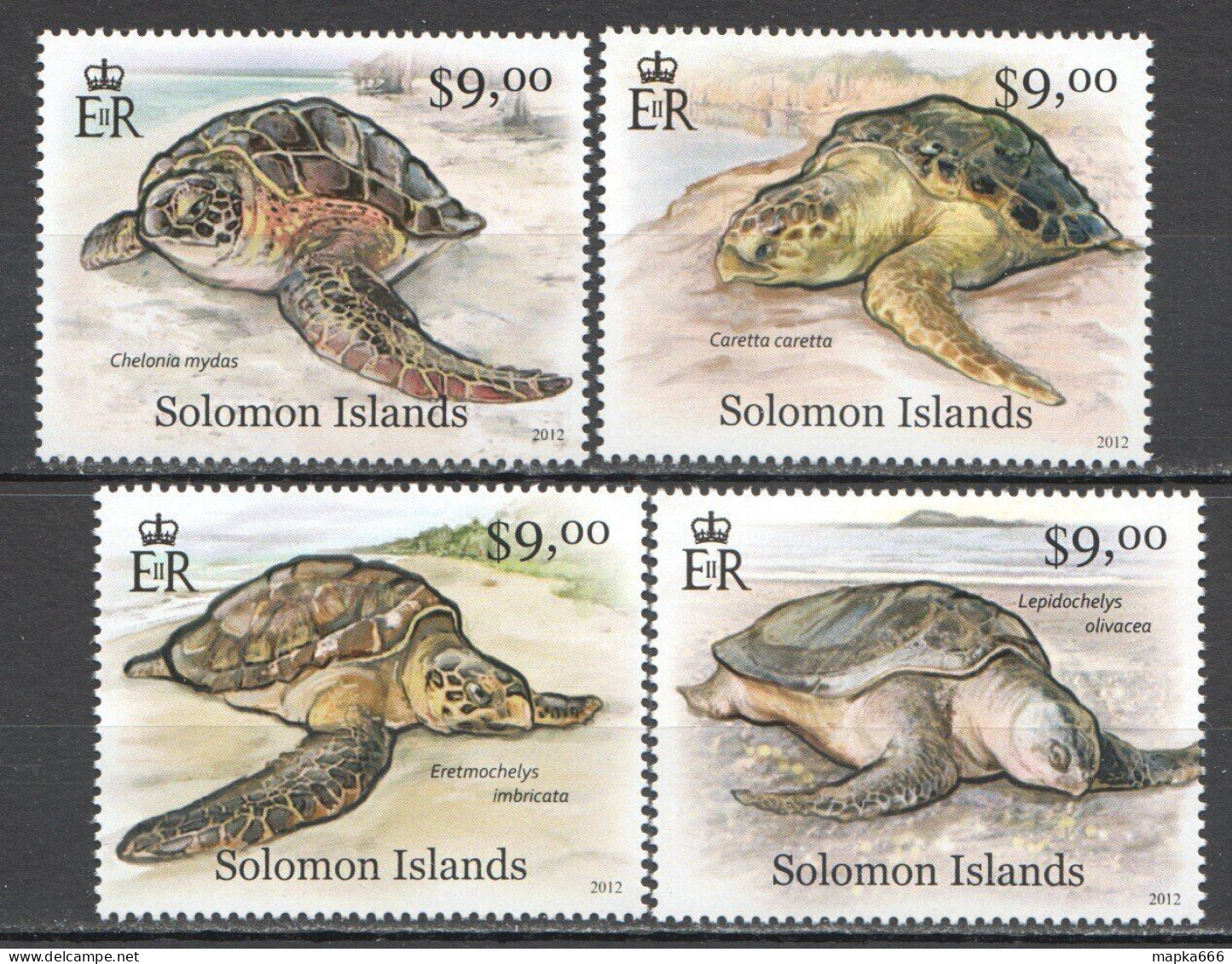 Wb364 2012 Solomon Islands Turtles Reptiles Fauna Marine Life #1476-79 Set Mnh - Sonstige & Ohne Zuordnung