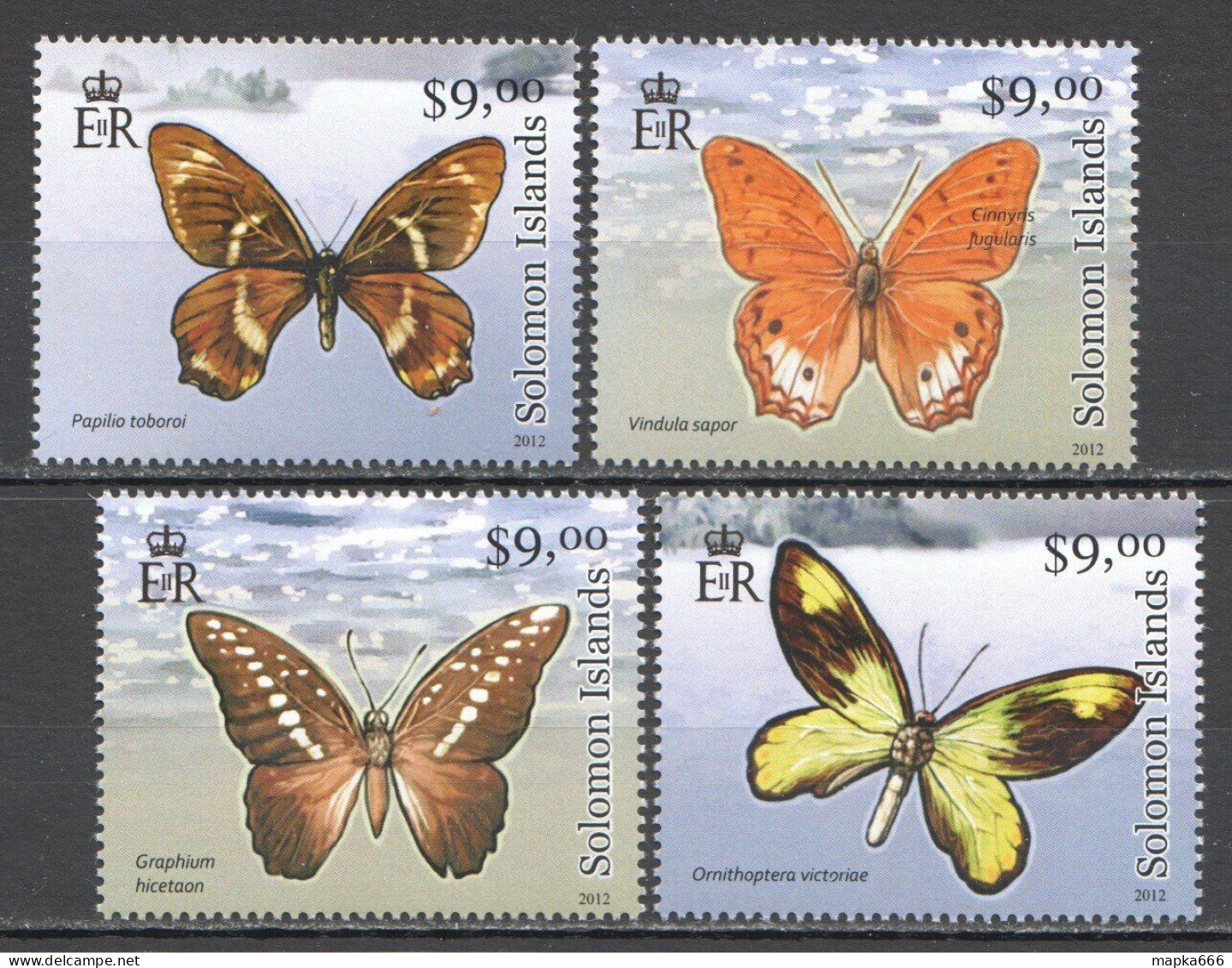 Wb365 2012 Solomon Islands Butterflies Fauna #1451-54 Set Mnh - Mariposas