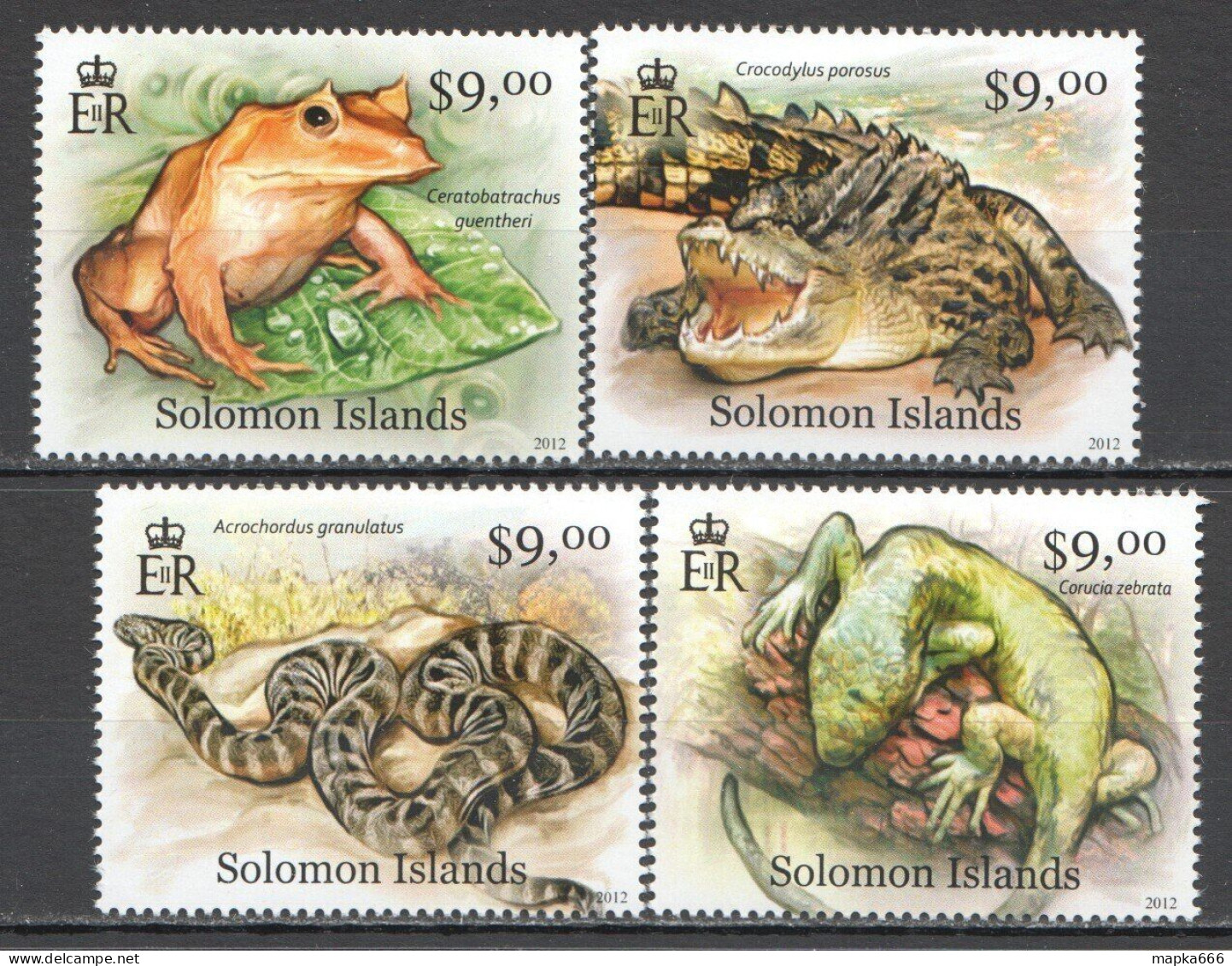 Wb368 2012 Solomon Islands Reptiles & Amphibians Frogs Snakes #1471-74 Set Mnh - Other & Unclassified