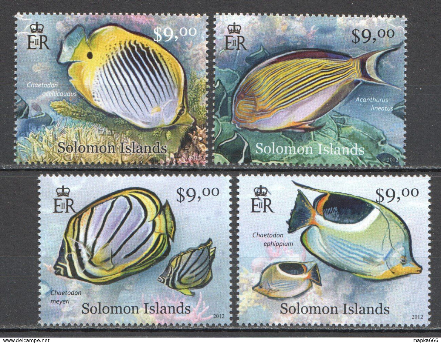 Wb361 2012 Solomon Islands Reef Fishes Marine Life #1461-64 Set Mnh - Marine Life