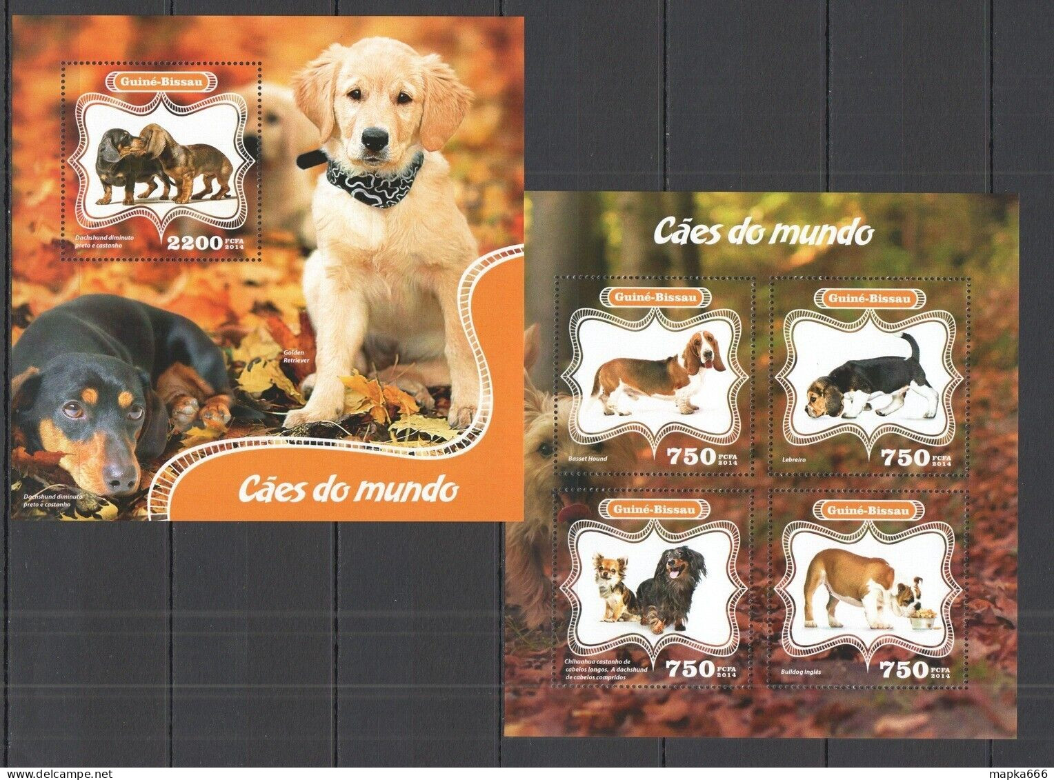St1076 2014 Guinea-Bissau Fauna Pets Dogs 1Bl+1Kb Mnh - Autres & Non Classés