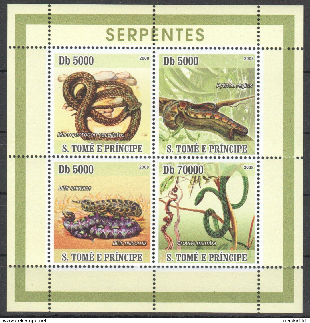 O0227 2008 Sao Tome & Principe Snakes Fauna Reptiles 1Kb Mnh - Other & Unclassified