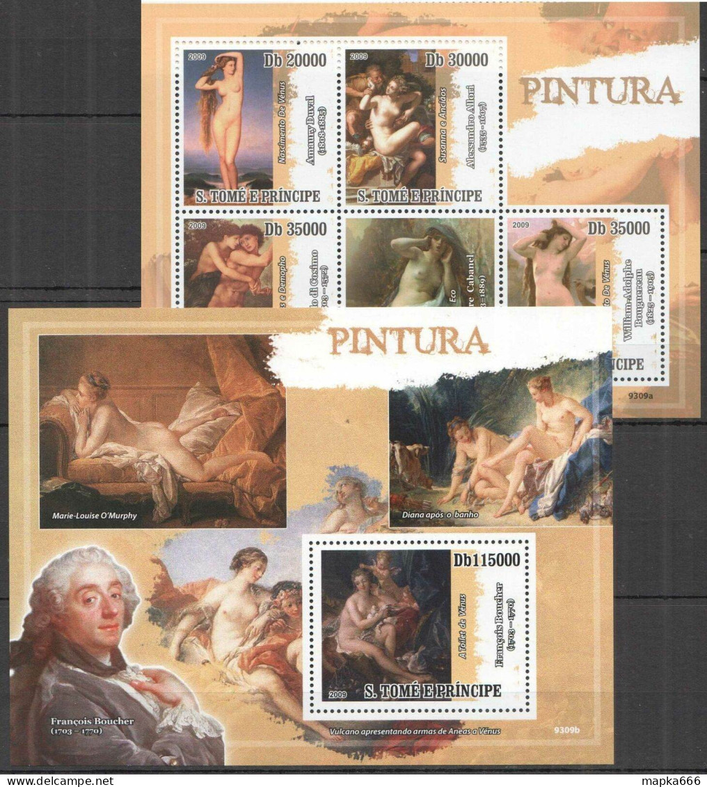 O0219 2009 Sao Tome & Principe Erotic Art Paintings Boucher 1Bl+1Kb Mnh - Other & Unclassified